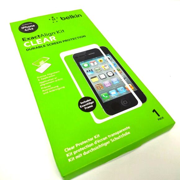 NEW Belkin Exact Align Kit Clear Screen Protector For iPhone 4 and 4S - NOS - Picture 3 of 3